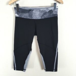 LULULEMON Run For It Crop Leggings Black White Coal Tinted Canvas Women’s‎ Sz 8
